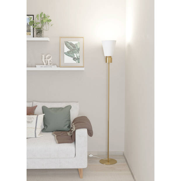 EGLO Aglientina Vloerlamp - E27 - 170 cm - Koper-Geborsteld/Wit