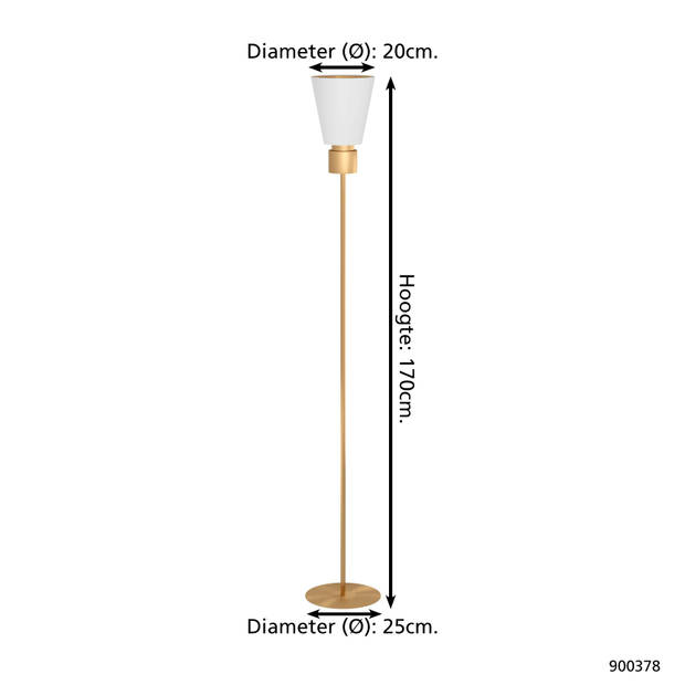 EGLO Aglientina Vloerlamp - E27 - 170 cm - Koper-Geborsteld/Wit