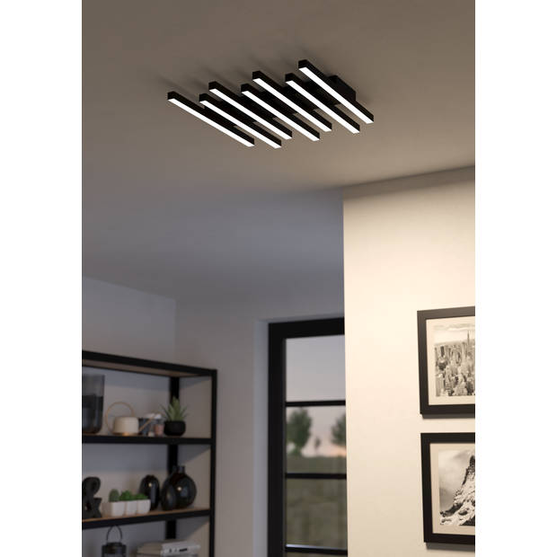 EGLO Padulari Plafondlamp - LED - 53,5 cm - Zwart/Wit - Dimbaar