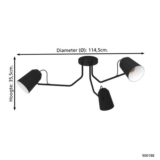 EGLO Loreto Plafondlamp - E27 - Ø 114,5 cm - Zwart/Wit