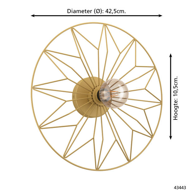 EGLO Castanuelo Wandlamp/Plafondlamp - E27 - Ø 42,5 cm - Goud