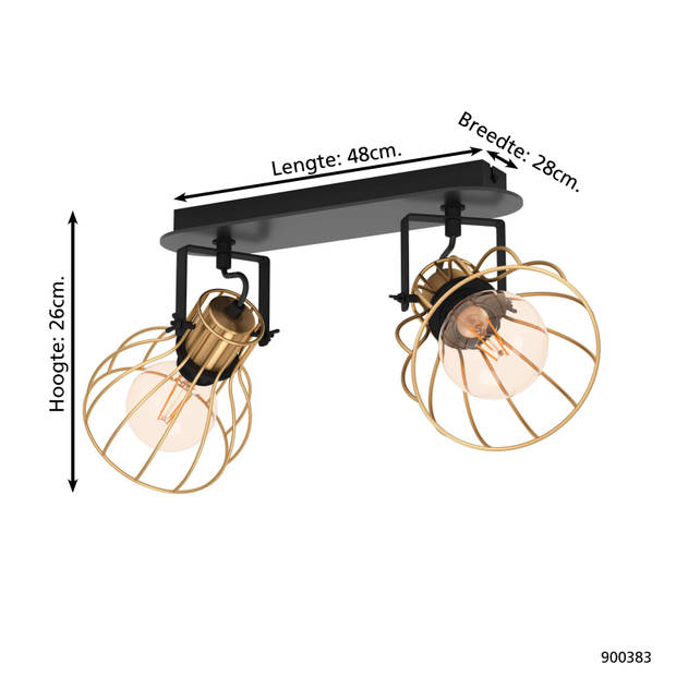 EGLO Sambatello Opbouwspot - E27 - 2-lichts - Zwart, Goud