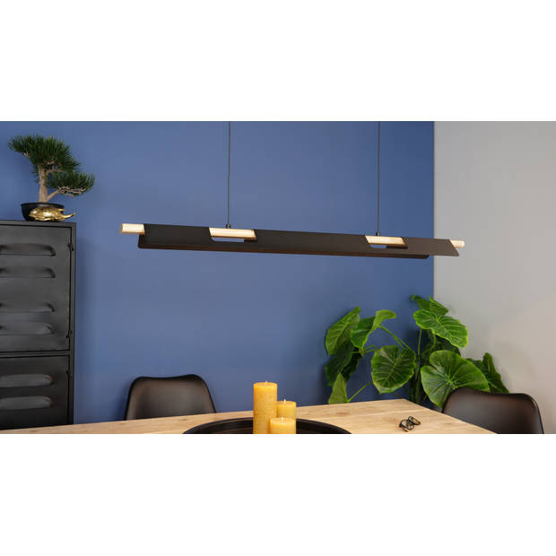 EGLO Ermua Hanglamp - LED - 100 cm - Zwart/Bruin/Wit - Dimbaar