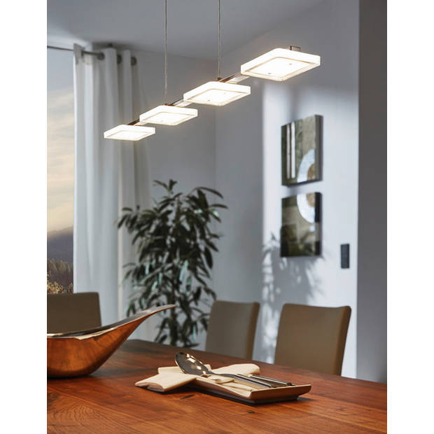 EGLO Cartama - Hanglamp - LED - 78cm - Chroom - Helder, Gesatineerd