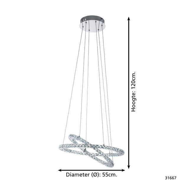 EGLO Varrazo - Hanglamp - LED - Ø550mm. - Chroom - Helder