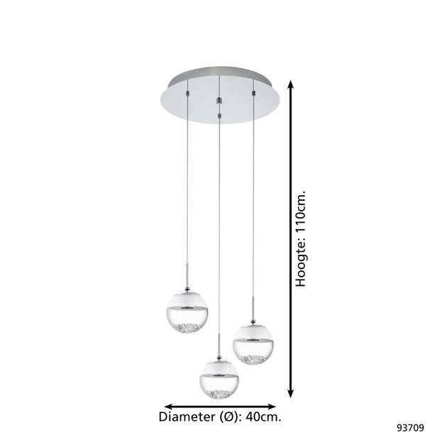 EGLO Montefio 1 - Hanglamp  - LED - Chroom - Glas, Kristal - Wit, Helder