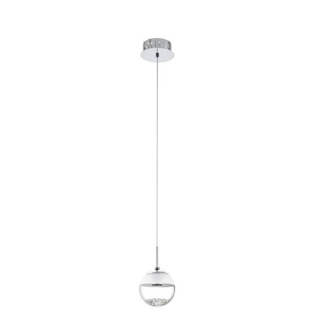 EGLO Montefio 1 - Hanglamp - 1 Lichts - Chroom - Glas, Kristal - Wit