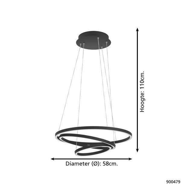 EGLO connect.z Lobinero-Z Smart Hanglamp - Ø 58 cm - Zwart/Wit - Instelbaar wit licht - Dimbaar - Zigbee