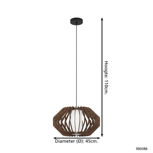 EGLO Rusticaria Hanglamp - E27 - Ø 45 cm - Zwart/Bruin/Wit