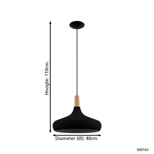 EGLO Sabinar Hanglamp - E27 - Ø 40 cm - Zwart/Bruin