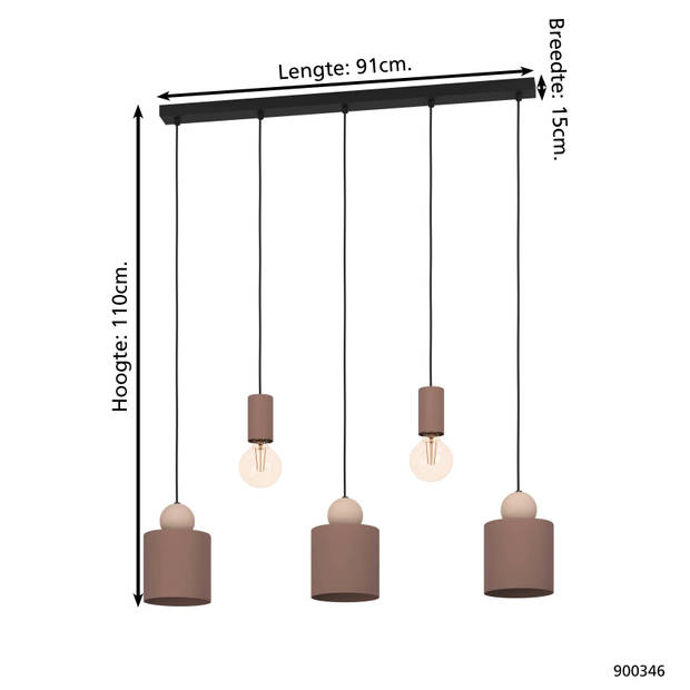 EGLO Gazzola Hanglamp - E27 - 91 cm - Mokka