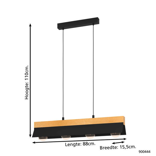 EGLO Tarrafo Hanglamp - E27 - 88 cm - Zwart/Bruin