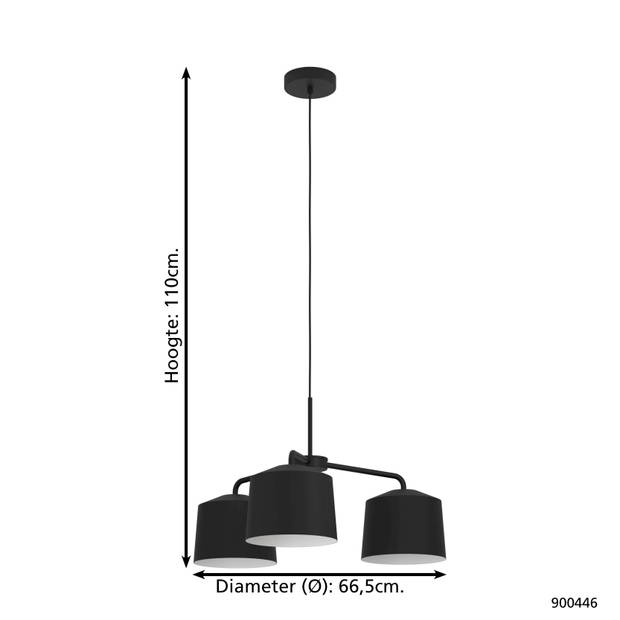 EGLO Caguanes Hanglamp - E27 - Ø 66,5 cm - Zwart/Wit