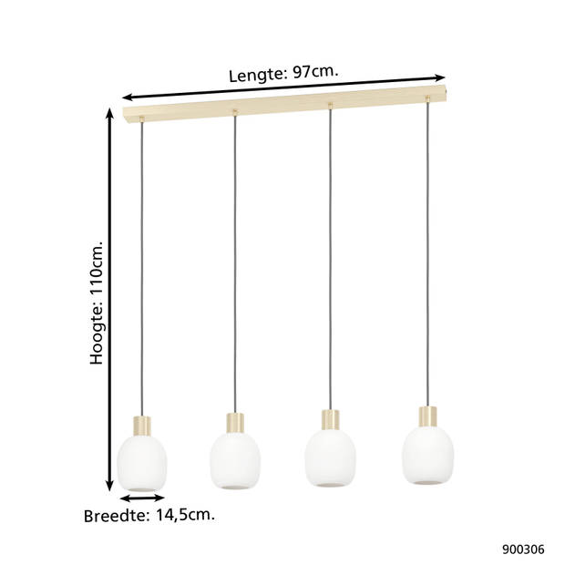 EGLO Manzanares Hanglamp - E27 - 97 cm - Wit/Goud