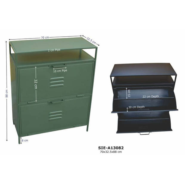 Giga Meubel - Schoenenkast Zwart - Metaal - 70x32x90cm - Kast Locker