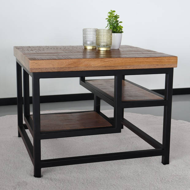 Salontafel industrieel mangohout Sunny 60cm side table massief hout mango bijzettafel