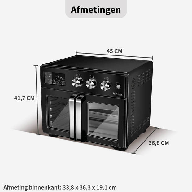 TurboTronic AFD32 Airfryer XXL en Oven – Dubbele Deur - 32 Liter – Zwart