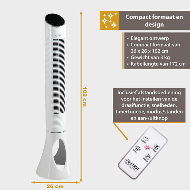 TZS First Austria 5560-3 Torenventilator met Slaapmodus - Wit