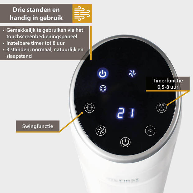 TZS First Austria 5560-3 Torenventilator met Slaapmodus - Wit