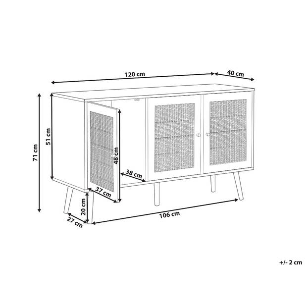 Beliani PEROTE - Sideboard-Lichte houtkleur-Rotan