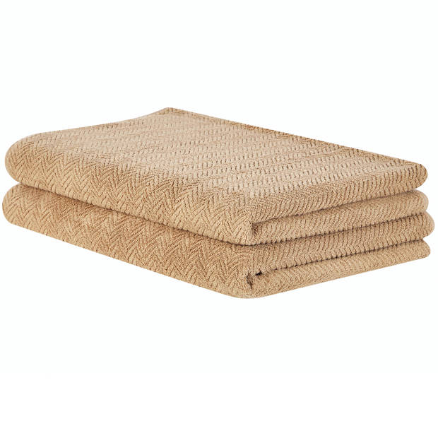 Beliani MITIARO - Handdoek-Beige-Katoen