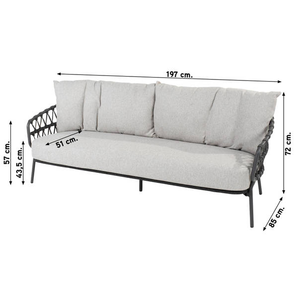 4 Seasons Calpi - 3-zits loungebank - antraciet