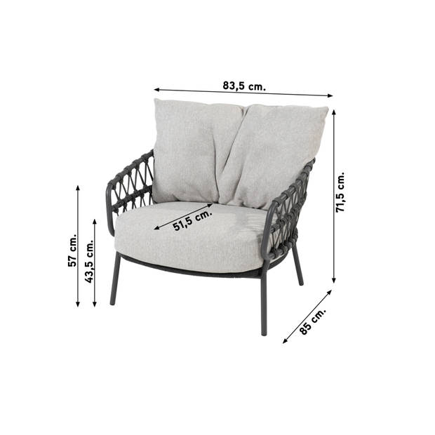 4SO Calpi stoel-bank loungeset met Yoga koffietafel - 4-delig