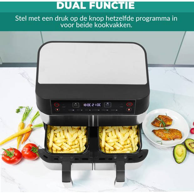 Niceey Dubbele Airfryer XXL - 8L - 2460W - Zilver