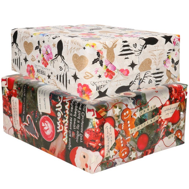 8x Rollen Kerst inpakpapier/cadeaupapier mixprint 250 x 70 cm - Cadeaupapier