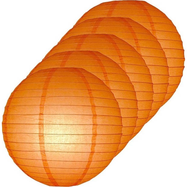 5x Oranje bol lampionnen 25 cm - Feestlampionnen