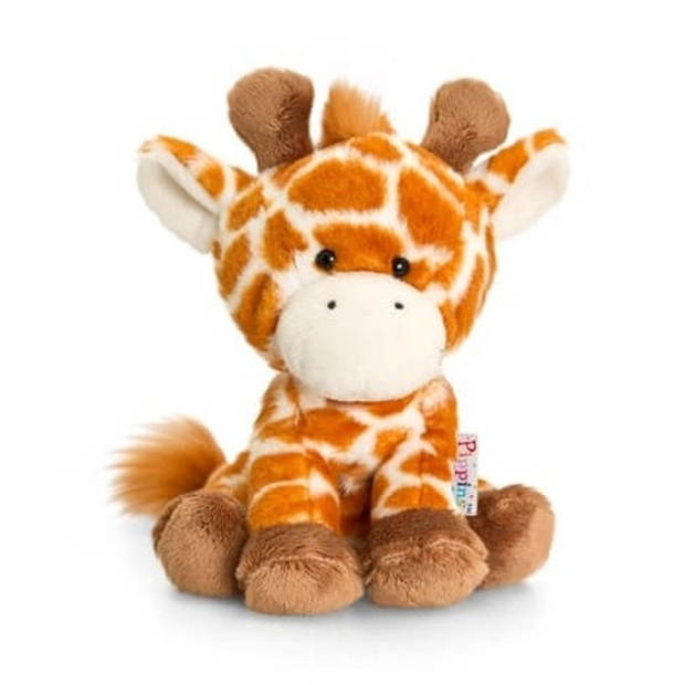 Keel Toys pluche giraffe knuffel 14 cm met Gefeliciteerd A5 wenskaart - Knuffeldier