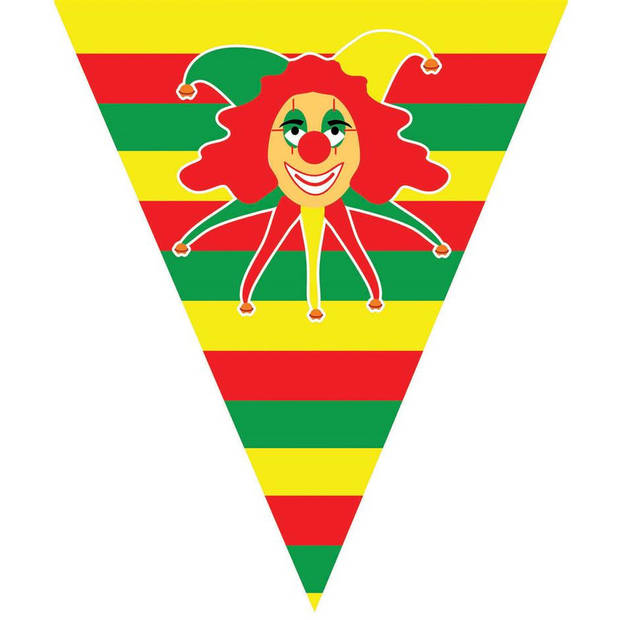 Carnaval thema vlaggenlijn slingers met clowntje - Vlaggenlijnen