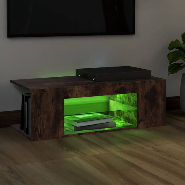 vidaXL Tv-meubel met LED-verlichting 90x39x30 cm gerookt eikenkleurig