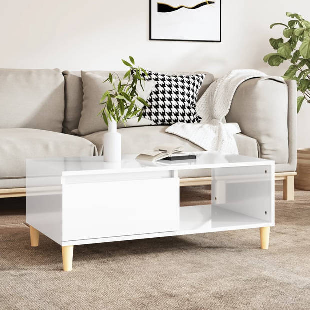 The Living Store Salontafel Scandinavische Stijl - Opbergruimte - Hout - 90x50x36.5 cm