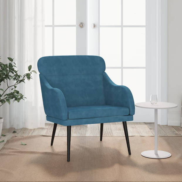 vidaXL Fauteuil 63x76x80 cm fluweel blauw