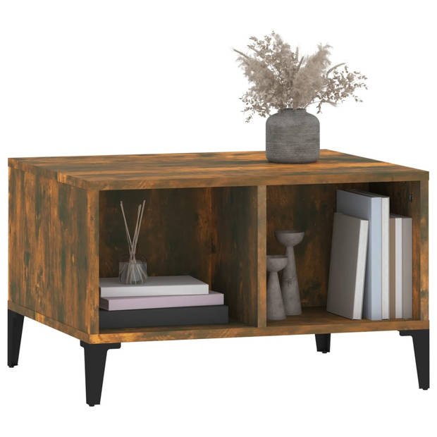 The Living Store Salontafel M-s - Bijzettafel - 60x50x36.5 cm - Gerookt Eiken