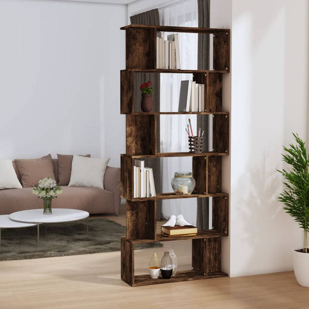 The Living Store Boekenkast Gerookt Eiken - 80x24x192 cm - Duurzaam en veelzijdig meubel met voldoende opbergruimte -