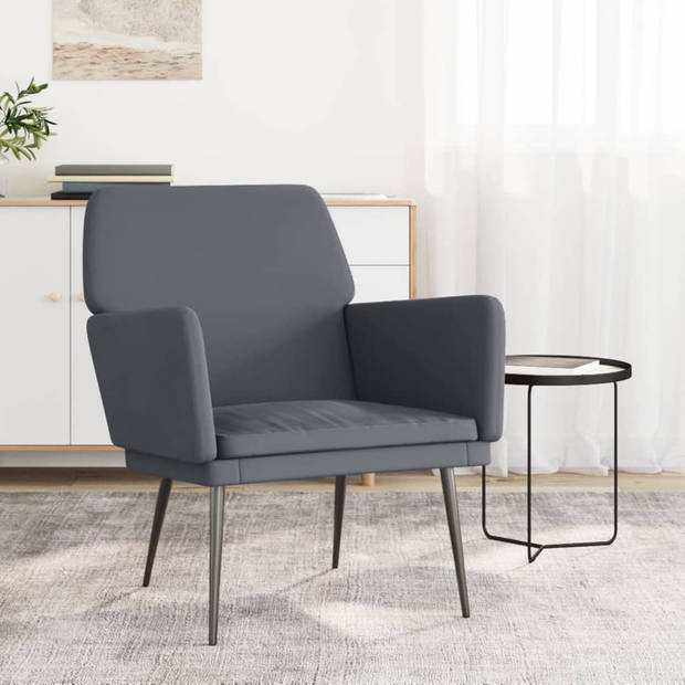 vidaXL Fauteuil 62x79x79 cm fluweel donkergrijs