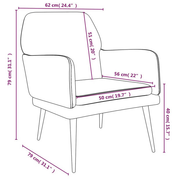 vidaXL Fauteuil 62x79x79 cm fluweel donkergrijs