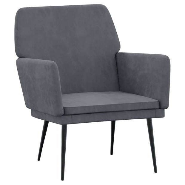 vidaXL Fauteuil 62x79x79 cm fluweel donkergrijs