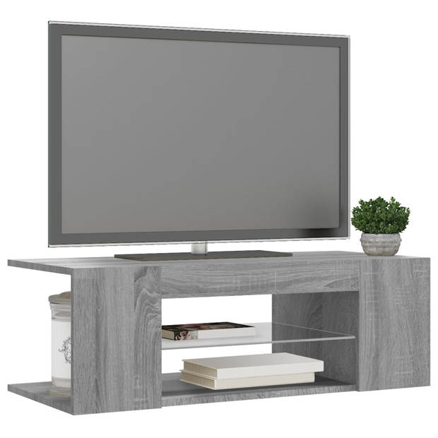 vidaXL Tv-meubel met LED-verlichting 90x39x30 cm grijs sonoma eiken