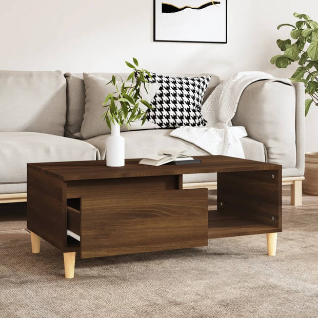 The Living Store Salontafel Scandinavische stijl - Hout - 90 x 50 x 36.5 cm - Bruineiken