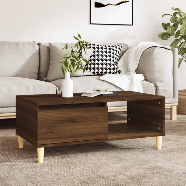 The Living Store Salontafel Scandinavische stijl - Hout - 90 x 50 x 36.5 cm - Bruineiken