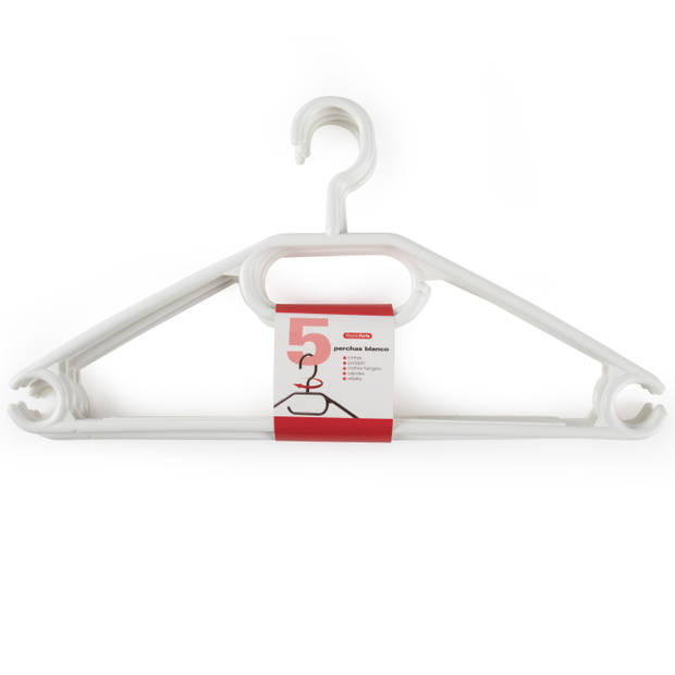 Mobiel kledingrek met kleding hangers - 10 kunststof hangers - wit/zwart - Kledingrekken