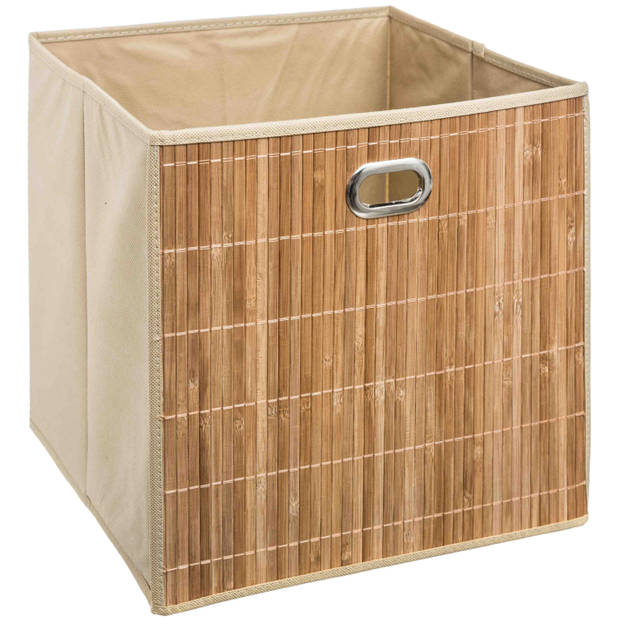 3x stuks opbergmand/kastmand 29 liter beige linnen/bamboe 31 x 31 x 31 cm - Opbergmanden