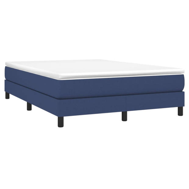 vidaXL Boxspring met matras stof blauw 160x200 cm