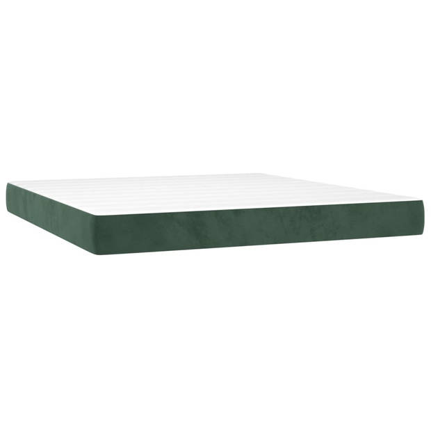 vidaXL Boxspring met matras fluweel donkergroen 180x200 cm