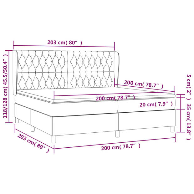 vidaXL Boxspring met matras fluweel roze 200x200 cm