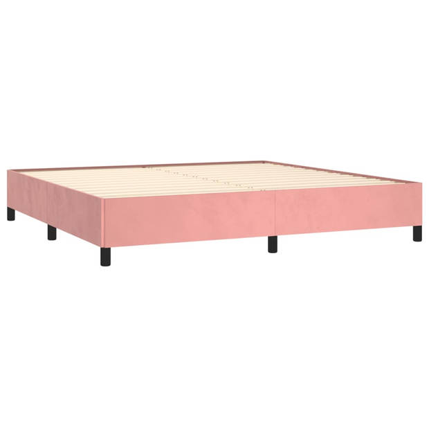 vidaXL Boxspring met matras fluweel roze 200x200 cm