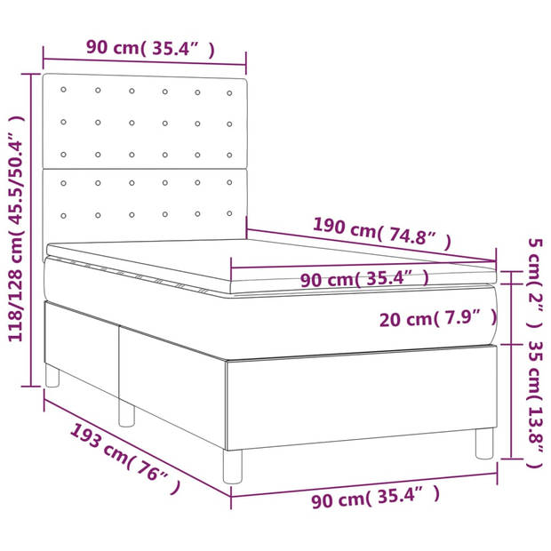 vidaXL Boxspring met matras stof zwart 90x190 cm